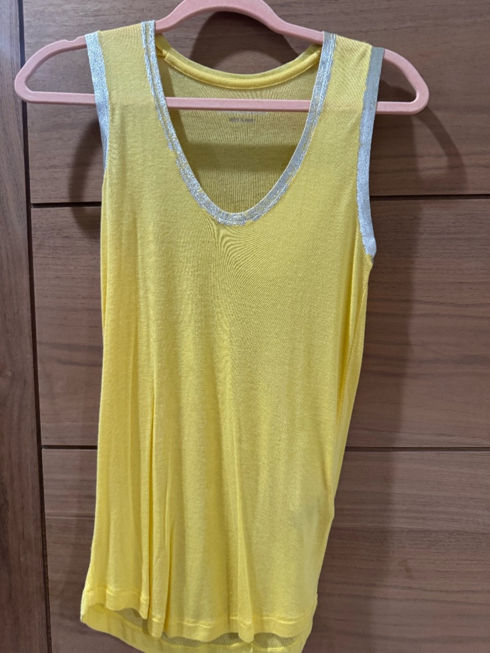 Zadig & Voltaire Tam Foil Yellow Modal Tank Top Silver Trim Size S